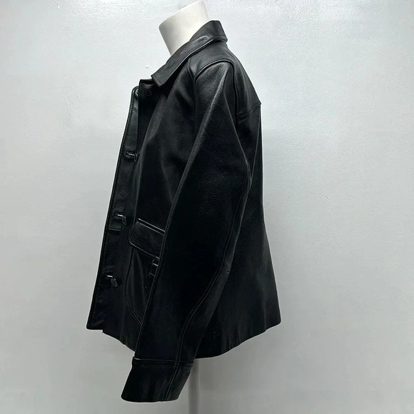 The Territory Ahead 100% Leather Jacket Coat Collared Button Down Black Small - Picture 6 of 12